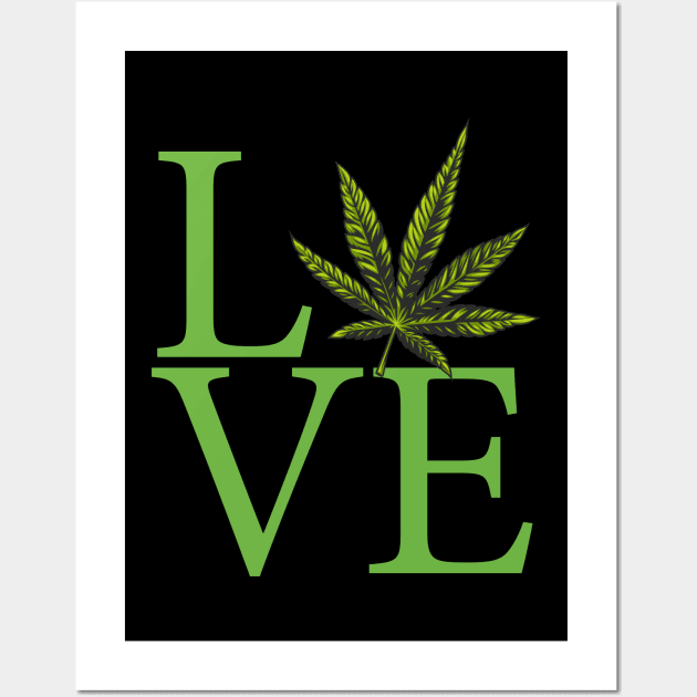 Love the Marijuana Weed Leaf Funny Cannabis Wall Art by Made In Kush